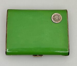 Tiffany Co 1920s Sterling Silver Green Enamel Cigarette Case Box 88094