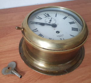 Marine Bulkhead Clock Smiths Empire Antique From A Fleetwood Trawler W Key Vgc