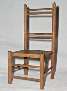 Primitive Shaker Salesman S Sample Wooden Ladderback Chair Faux Cane Web 8 1 8 