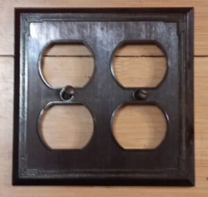 Vintage Brown Bakelite Two Gang Two Duplex Outlets Wall Plate