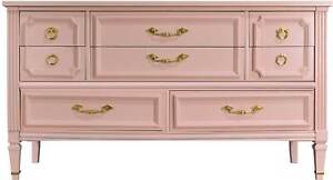 Mid Century Transitional Dresser By Bassett Furniture In Pink Newly Painted