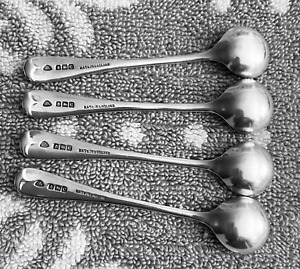 England Birmingham Sterling Master Salt Spoons Set Of 4 3 1 2 1927 