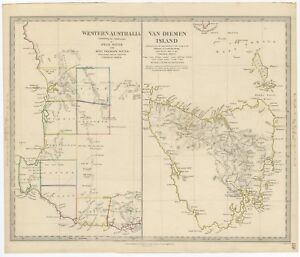 Antique Map Of Western Australia And Van Diemen S Land By Walker 1833 