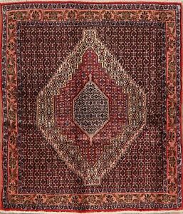 Vintage Bidjar Geometric Hand Knotted Area Rug Traditional Oriental Carpet 4x5
