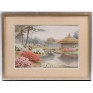 Japanese Watercolor Painting Saburosuke Okada Spring Azaleas Landscape