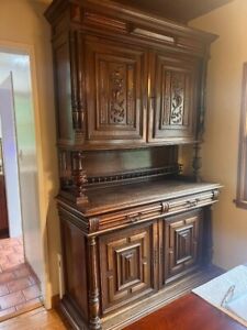 Antique C 1880 Henry Ii Cabinet Sideboard Made Of Walnut Wood