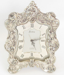 Vintage Gorham Sterling Silver Repousse Rose Table Alarm Clock Works 