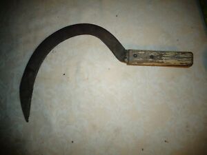 Vintage Antique Hand Tool Scythe Cycle Blade White Handle