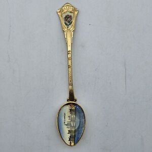 Vintage Budapest Gold Plated Enamel Souvenir Spoon Collectible Hungary