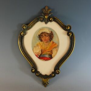 Antique French Bronze Frame With Watercolor Portrait