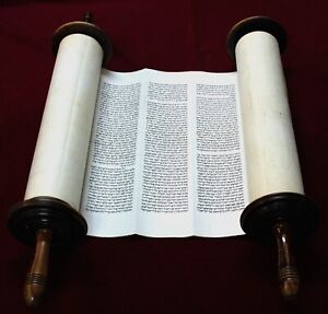 Complete Torah Bible Scroll Handwritten On Parchment Judaica Israel