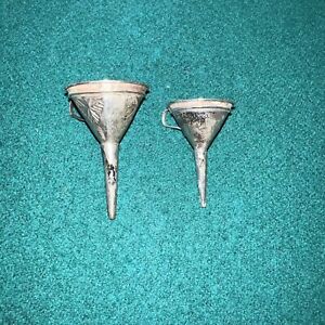 Lot Of 2 Sterling Silver Funnels For Perfume Different Sizes Acid Tested