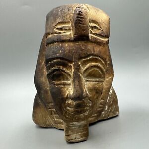 Museum Level Ancient Egyptian King Genuine Stucco Head Figure