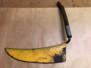 Vintage Wide Blades Hay Knife Or Tobacco Cutter With Wood Handle Barn Hay Mow C