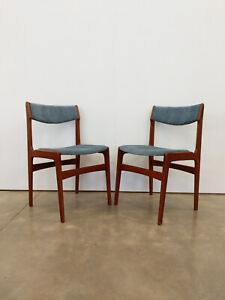Pair Of Vintage Danish Mid Century Modern Erik Buch Dining Chairs
