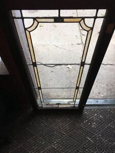 1 Of 2 Antique Stained Leaded Glass Transom Window Cabinet Door 45 By 21 