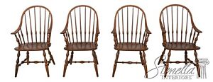 L60158ec Set Of 4 Ethan Allen Windsor Style Maple Dining Armchairs