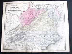1886 Original Mitchell Map Virginia West Virginia North Carolina Maryland Dc