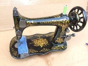 Antique Singer Vs2 Fiddle Base Treadle Machine Head With Scrolls Small Roses