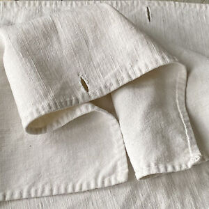 100 Hand Stitched All 4 Sides Antique French Dish Soft Towel White Plain Linen