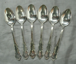 Vtg Reed Barton Dresden Rose 1953 Silverplate Set Of 6 6 Oval Soup Spoons 2