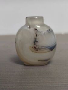 Chinese Ancient Natural Silk Wrapped Agate High End Handicraft Snuff Bottle