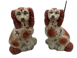Antique English Staffordshire King Charles Spaniel Dogs Figurine