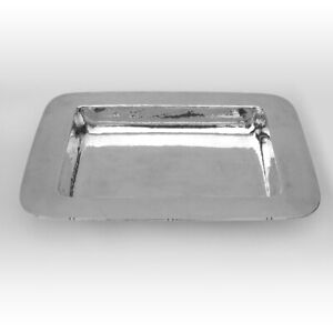 Dirk Van Erp Hammered Serving Dish Silver Plated Copper 1930s
