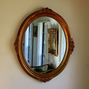 Large Vintage Gilt Wood Oval Mirror