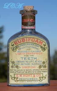 Antique Rubifoam Liquid Dentrifice Bottle For The Teeth W Colorful Copied Label