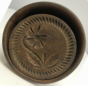 One Pound Butter Mold With Chip Carved Daisy And Leaves