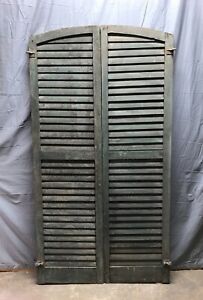 Antique Pair Semi Arched Dome Top Wood Window Shutters 17x64 Old Vtg 1165 22b