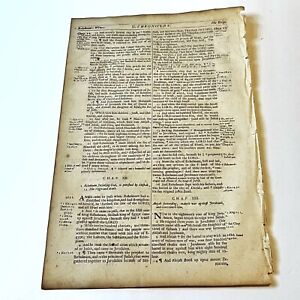Antique 1690 Kjv Bible Leaf Folio On Paper Christian Relic Book 2 Chronicles