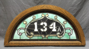 Antique Oak Arch Top Transom Window Leaded Stained Slag Glass 18x36 Vtg 1911 23b