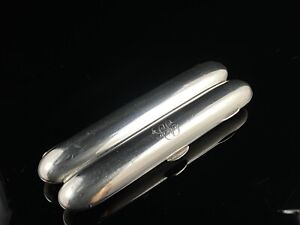 Rare Antique Sterling Silver Two Tube Cigar Case Holder 1876