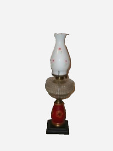 Antique Americana Oil Lamp Hp Toleware Country Milk Glass Shade Replacement