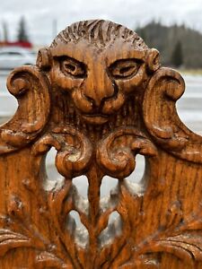 Vintage 6 Oak Antique Carved Dining Chairs Victorian Lions Claw Feet Ornate