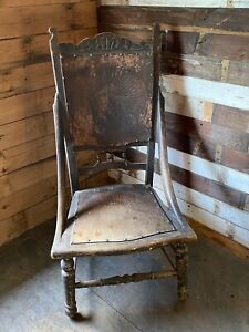 Antique Solid Wood Embossed Low Nursing Fireside Chair