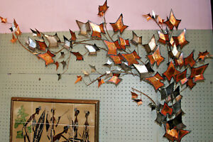 Vtg Large Mid Century Modern Autumn Leaves Wall Sculpture 1979 C Jere Signed
