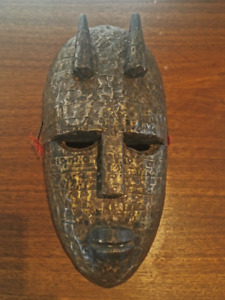 Marka Bambara Mali Mask Wall Art Vtg Nailed Brass Sheets 2 Antelope Horns 14 