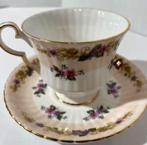 English Two Tone Pink White Royal Windsor Fine Bone China Tea Cup Saucer