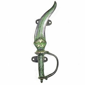 Antique Finish Brass Dagger Patina Door Handles Pulls Vintage Set Of 2