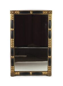 Antique 19th Century Ornate Gold And Black Federal Split Column Wall Mirror