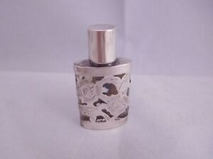 Vintage Taxco Mexico Lhm Sterling Silver Overlay Flower Perfume Scent Bottle