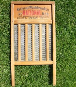 Vtg National Washboard Co Metal Wood Primitive Laundry Clothes Washer No 824