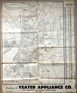 1950 Street Wall Map Of Salem Or Compliments Of Yeager Appliance Co 