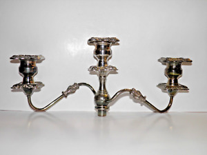 Vintage Silver Plate 3 Arm Ornate Candelabra Replacement Top Part 16 3 4 W