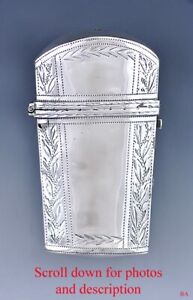 Fine 1801 English Sterling Silver Hand Engraved Leaf Lancet Kit Case Etui Vesta