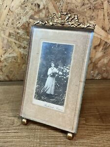 Antique Large Photo Frame Glass Bevelled And Brass Style Louis Xvi Classic