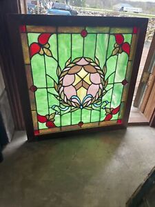 Sg 4701 Antique Stained Glass Window 30 25 In 
